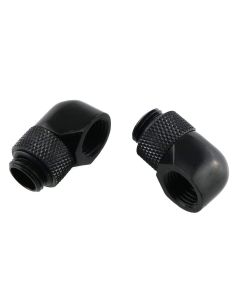 E-outstanding 2PCS G1/4" Male to Female Extender Fitting 2PCS Black 90 Degree Elbow Thread Rotary Connector Adapter for Computer Water Cooling System